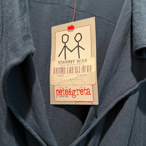 Johnny Was Pete & Greta Brea Jacket L Deep Ocean Snap Button Front Pockets NWT - Picture 4 of 9